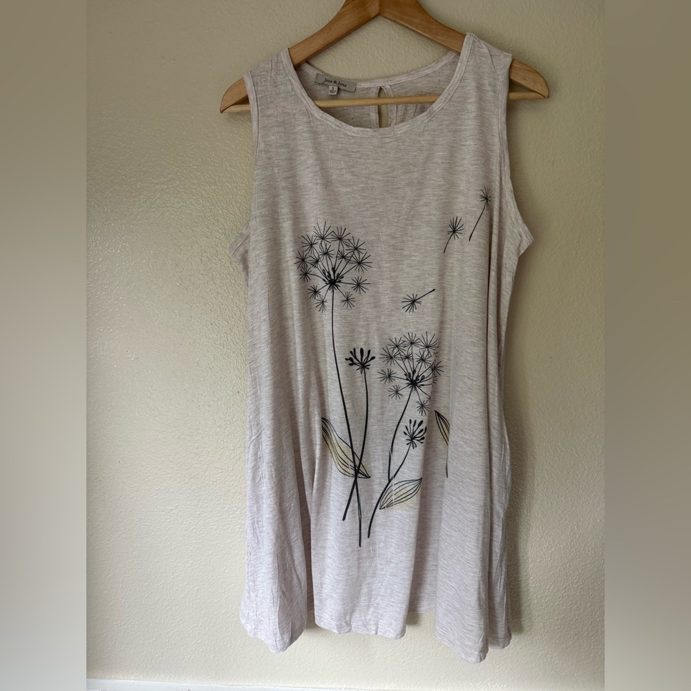 JESS & JANE Sleeveless Dandelion Print Tunic Dress